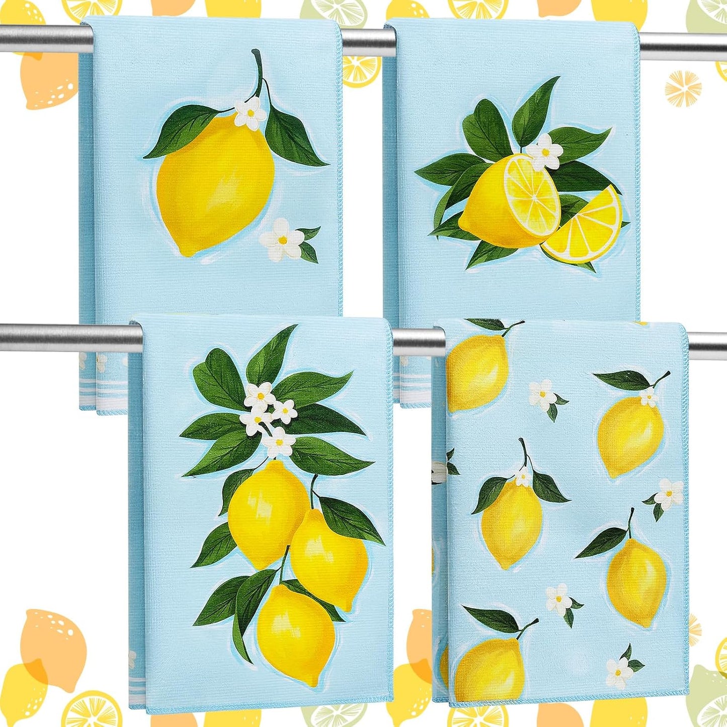 4 Pack Summer Lemon Kitchen Towels,26 * 18 Inches Hand Towels Summer Dish Towels for Lemonstand Countertops Hand Tea Towels Bathroom Summer Decorations Gifts