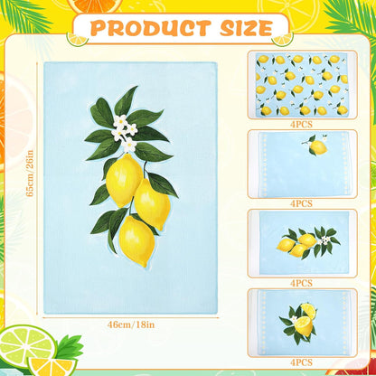 4 Pack Summer Lemon Kitchen Towels,26 * 18 Inches Hand Towels Summer Dish Towels for Lemonstand Countertops Hand Tea Towels Bathroom Summer Decorations Gifts