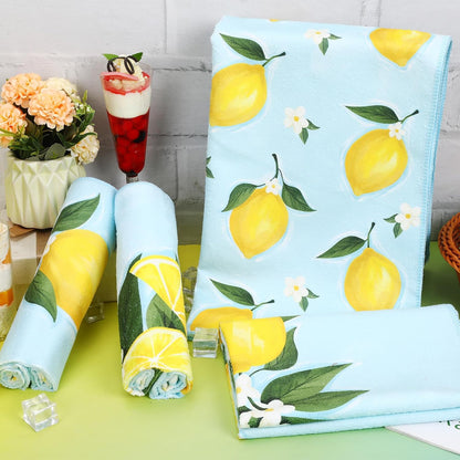 4 Pack Summer Lemon Kitchen Towels,26 * 18 Inches Hand Towels Summer Dish Towels for Lemonstand Countertops Hand Tea Towels Bathroom Summer Decorations Gifts