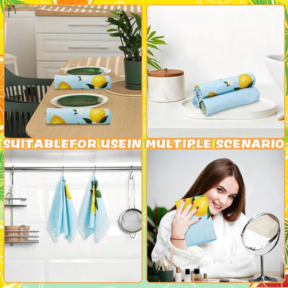 4 Pack Summer Lemon Kitchen Towels,26 * 18 Inches Hand Towels Summer Dish Towels for Lemonstand Countertops Hand Tea Towels Bathroom Summer Decorations Gifts