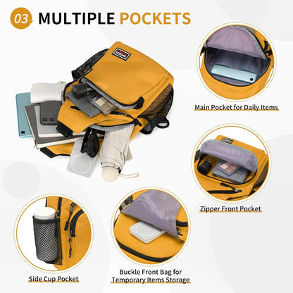 Convertible Sling Bag for Women Men Fit for 7.9" Tablet | Lightweight Mini Crossbody Backpack Daypack Anti-theft with Water Bottle Holder for Casual Travel Sport Hiking
