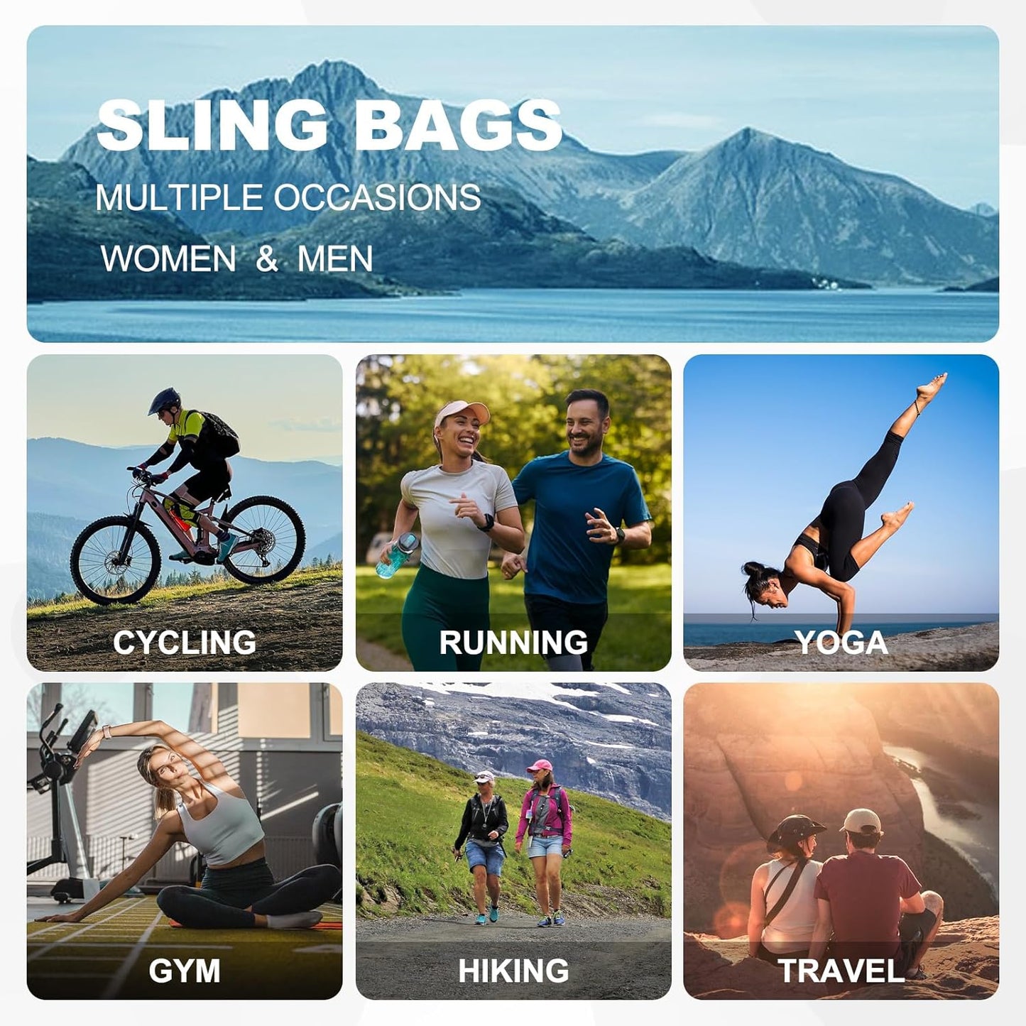 Convertible Sling Bag for Women Men Fit for 7.9" Tablet | Lightweight Mini Crossbody Backpack Daypack Anti-theft with Water Bottle Holder for Casual Travel Sport Hiking