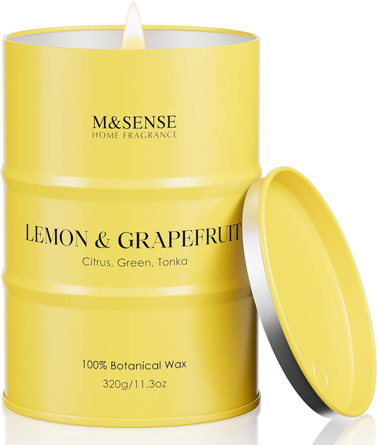 Lemon Candle,Summer Grapefruit Scented, Lemon Soy Candles 11.3oz 70 Hour Slow Burning, Limoncello Highly Scented Citrus Candles for Bathroom, Fresh Smelling Candle