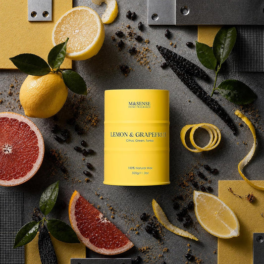 Lemon Candle,Summer Grapefruit Scented, Lemon Soy Candles 11.3oz 70 Hour Slow Burning, Limoncello Highly Scented Citrus Candles for Bathroom, Fresh Smelling Candle