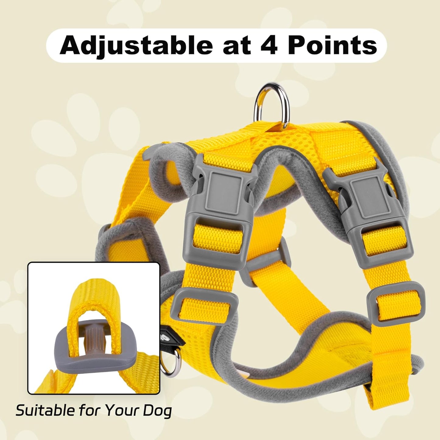 Small Dog Harness and Leash Set，No Pull Adjustable Pet Harness for Small Dogs ，Breathable Mesh Reflective Dog Vest Harness (Yellow, S)