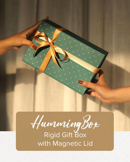 Green & Gold Gift Box 9.5 X 6 3 inch for Women & Men With Magnetic Lid, Ribbon, Card & Packing Paper for Presents & Gifting on Christmas, Weddings & Birthdays