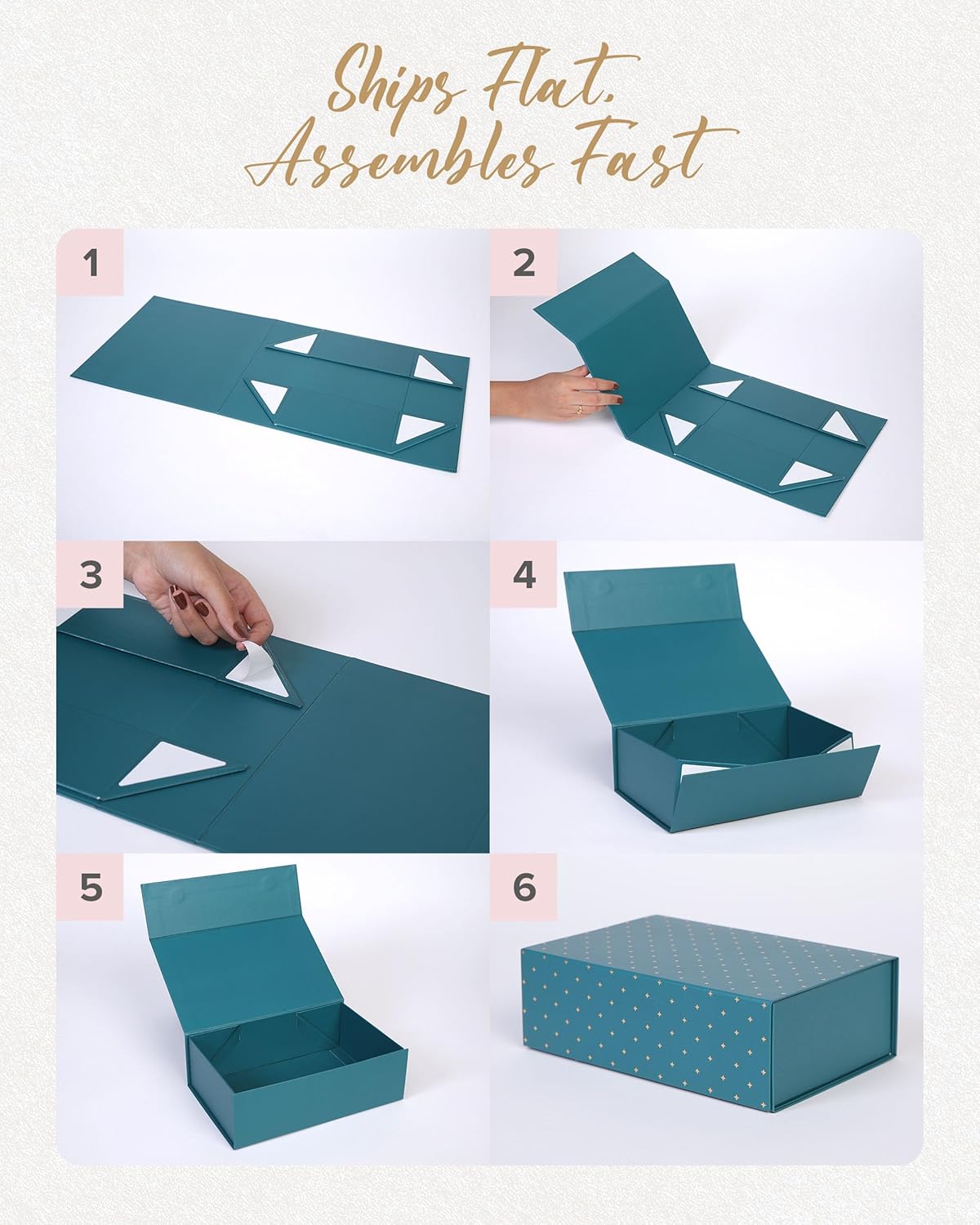 Green & Gold Gift Box 9.5 X 6 3 inch for Women & Men With Magnetic Lid, Ribbon, Card & Packing Paper for Presents & Gifting on Christmas, Weddings & Birthdays
