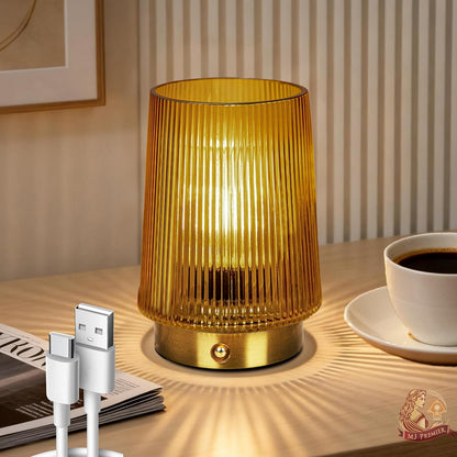 Cordless Lamps Rechargeable Glass Table Lamp Portable Dimmable Brightness Touch Battery Operated Lamp Cordless Beside Touch Lamp for Bedroom Kitchen Dining Bathroom Rechargeable Yellow