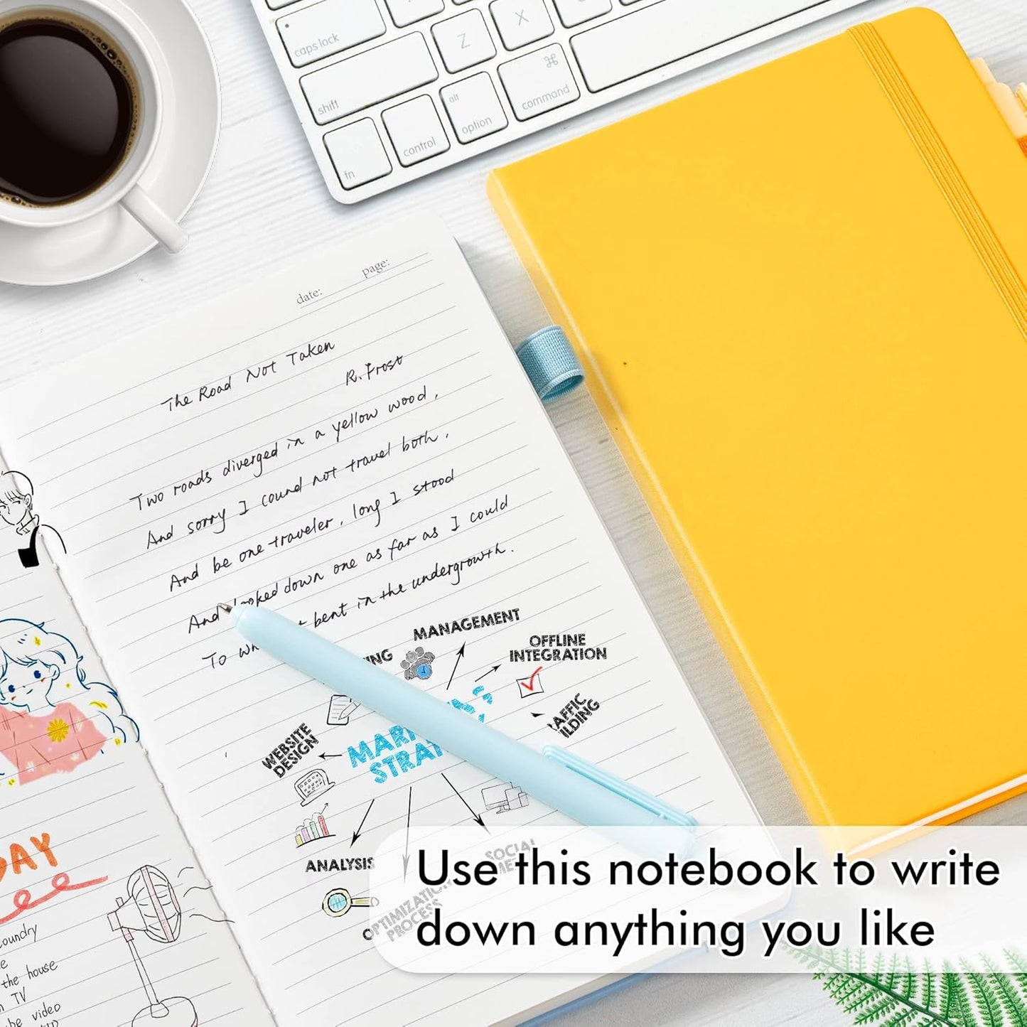 Hardcover Notebook For Work, Classic Ruled Lined Journal Set School Business Supplies, with 3 Black Pens, 120 GSM, 5.1”x8.3”, 3 Pack, A5, Solid Colors, Gray, Yellow, Light Blue