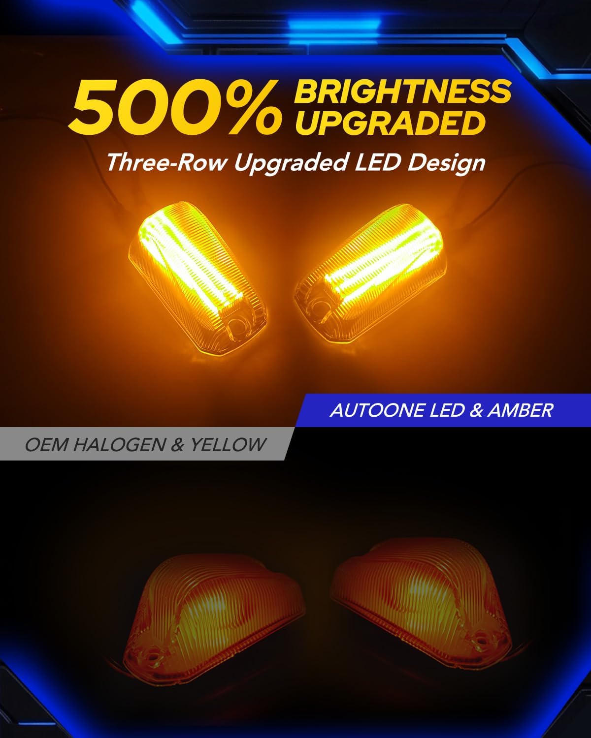 Upgraded Yellow Cab Roof Top LED Marker Lights Kit Compatible With 2014-2023 Dodge Ram ProMaster 1500 2500 3500, Clearance Running Lamps & Three-Row LED Design, 5PCS