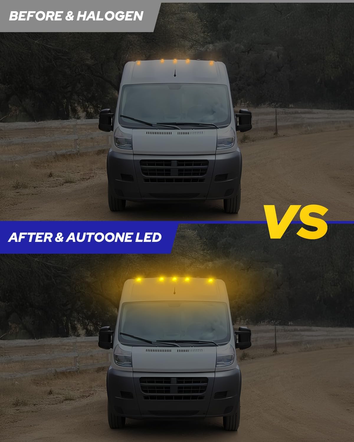Upgraded Yellow Cab Roof Top LED Marker Lights Kit Compatible With 2014-2023 Dodge Ram ProMaster 1500 2500 3500, Clearance Running Lamps & Three-Row LED Design, 5PCS