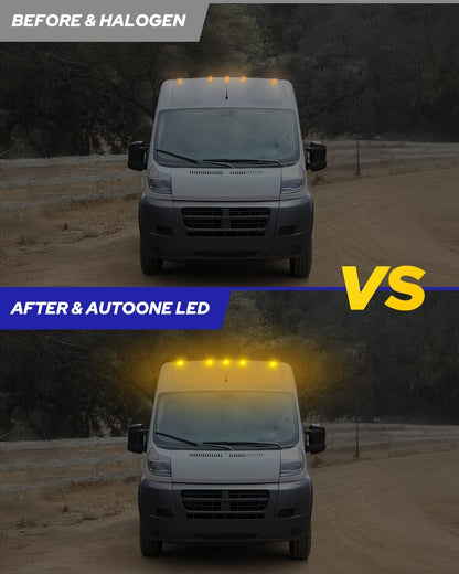 Upgraded Yellow Cab Roof Top LED Marker Lights Kit Compatible With 2014-2023 Dodge Ram ProMaster 1500 2500 3500, Clearance Running Lamps & Three-Row LED Design, 5PCS