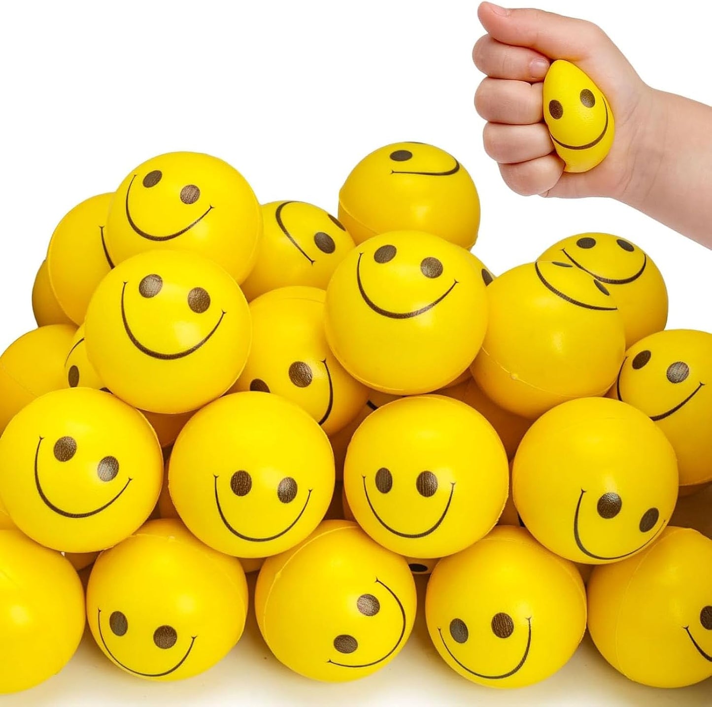 12PCS Stress Balls Bulk, 2 Inch Squeeze Toys Slow Rising Fidget | Yellow Face Toys for Kids Adults, Anxiety Relief Party Favors Goodie Bag Stuffer, Classroom Prize
