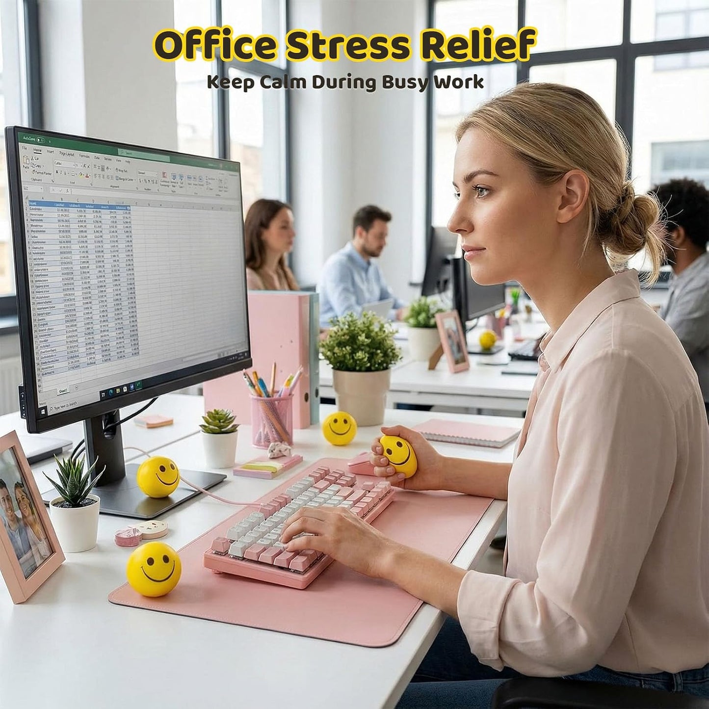 12PCS Stress Balls Bulk, 2 Inch Squeeze Toys Slow Rising Fidget | Yellow Face Toys for Kids Adults, Anxiety Relief Party Favors Goodie Bag Stuffer, Classroom Prize