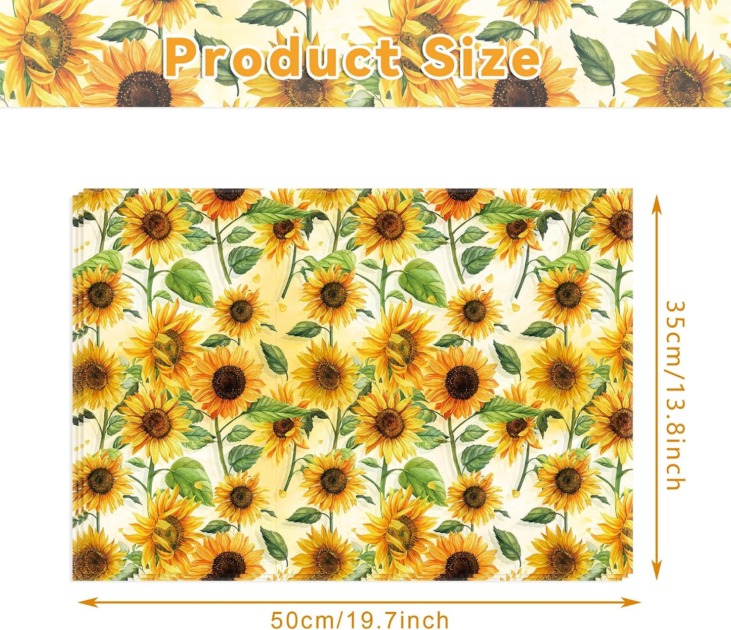 50 Sheets Sunflower Tissue Paper - 20"×14" Floral Gift Wrapping Paper Sunflower Botanical Design for Gift Bags, Baby Shower, Birthday Party, Bachelorette Party, Craft Supplies, Bridal Shower