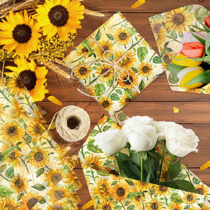 50 Sheets Sunflower Tissue Paper - 20"×14" Floral Gift Wrapping Paper Sunflower Botanical Design for Gift Bags, Baby Shower, Birthday Party, Bachelorette Party, Craft Supplies, Bridal Shower