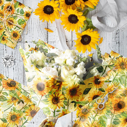50 Sheets Sunflower Tissue Paper - 20"×14" Floral Gift Wrapping Paper Sunflower Botanical Design for Gift Bags, Baby Shower, Birthday Party, Bachelorette Party, Craft Supplies, Bridal Shower