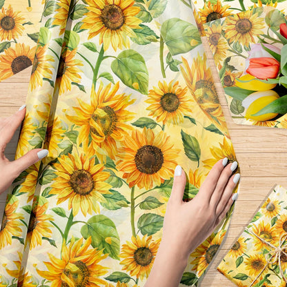 50 Sheets Sunflower Tissue Paper - 20"×14" Floral Gift Wrapping Paper Sunflower Botanical Design for Gift Bags, Baby Shower, Birthday Party, Bachelorette Party, Craft Supplies, Bridal Shower