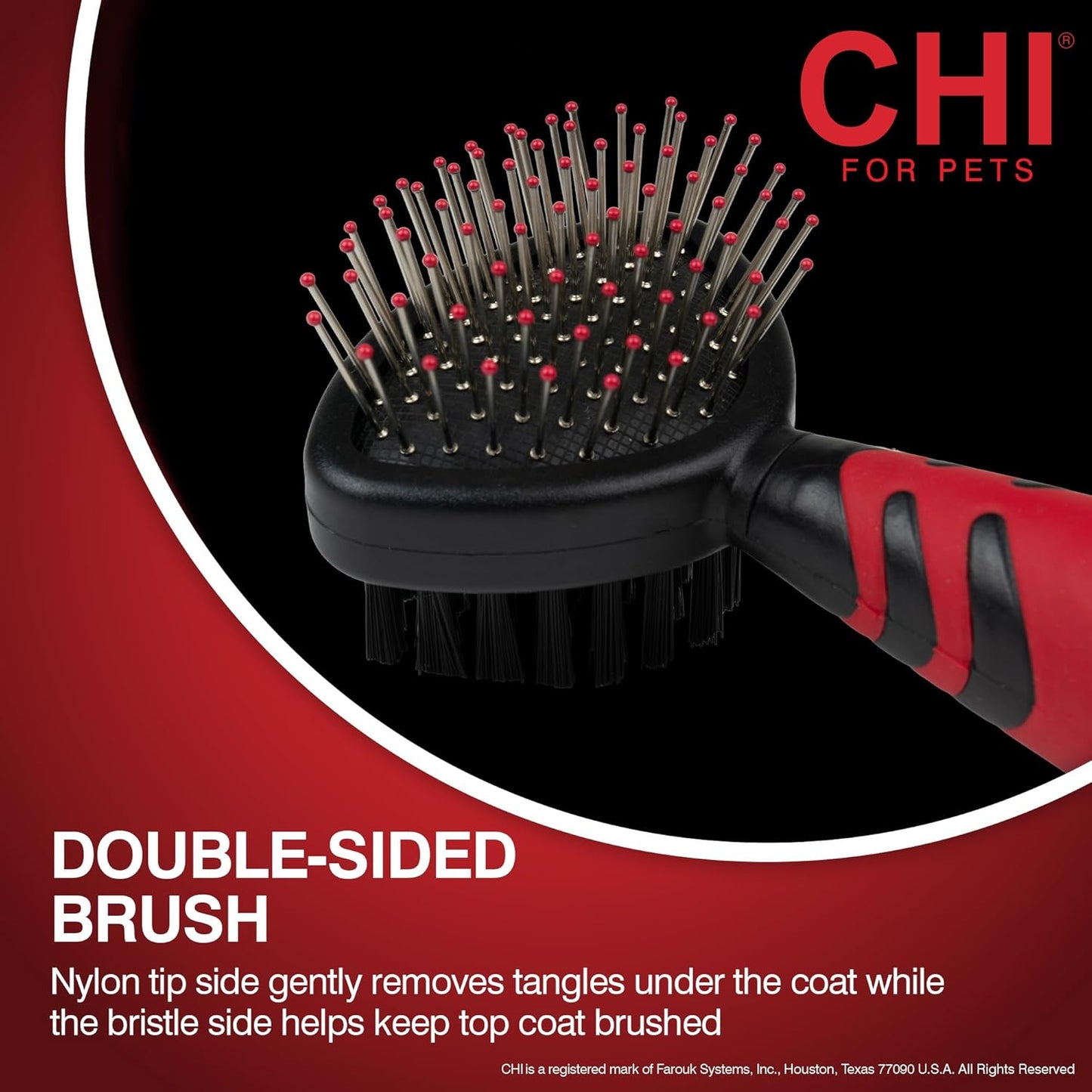 CHI for Dogs Small Dog Detangling Kit, 3-Piece Grooming Set with Detangling Spray, Slicker Brush, and Double-Sided Pin-and-Bristle Brush for Small Breeds with Tangles and Mats, Includes Zipper Pouch