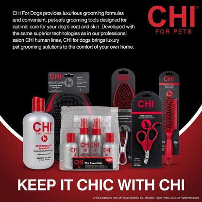 CHI for Dogs Small Dog Detangling Kit, 3-Piece Grooming Set with Detangling Spray, Slicker Brush, and Double-Sided Pin-and-Bristle Brush for Small Breeds with Tangles and Mats, Includes Zipper Pouch
