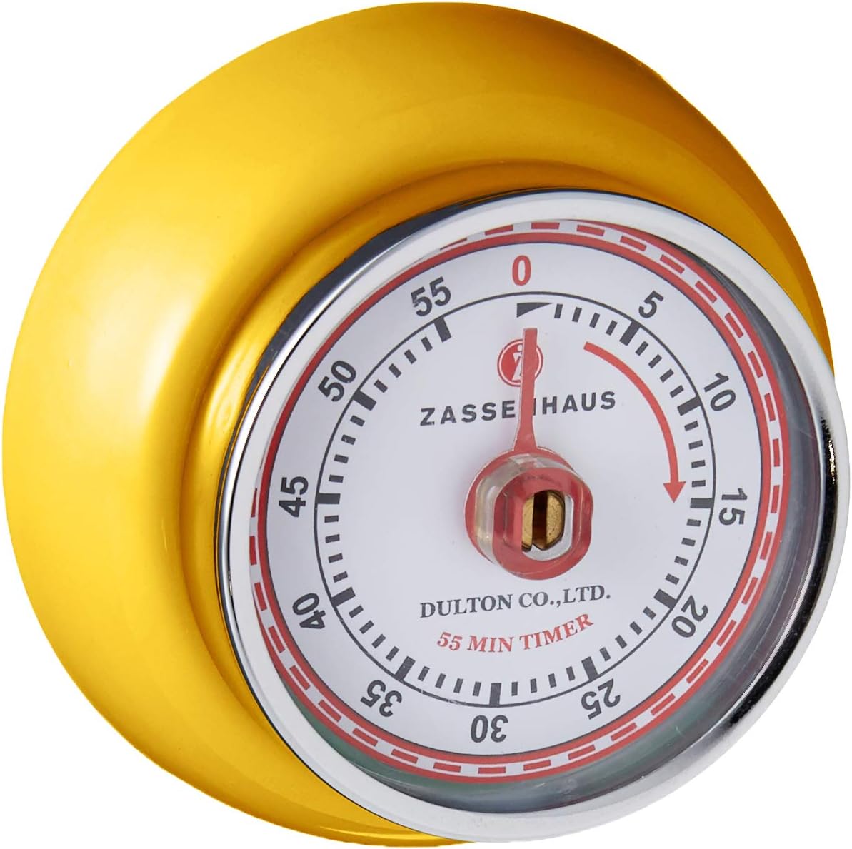 Magnetic Retro Kitchen Timer, Classic Mechanical Cooking Timer (Yellow)