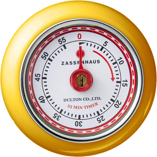 Magnetic Retro Kitchen Timer, Classic Mechanical Cooking Timer (Yellow)