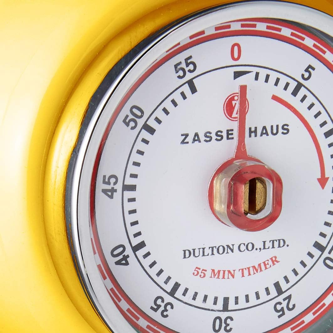 Magnetic Retro Kitchen Timer, Classic Mechanical Cooking Timer (Yellow)