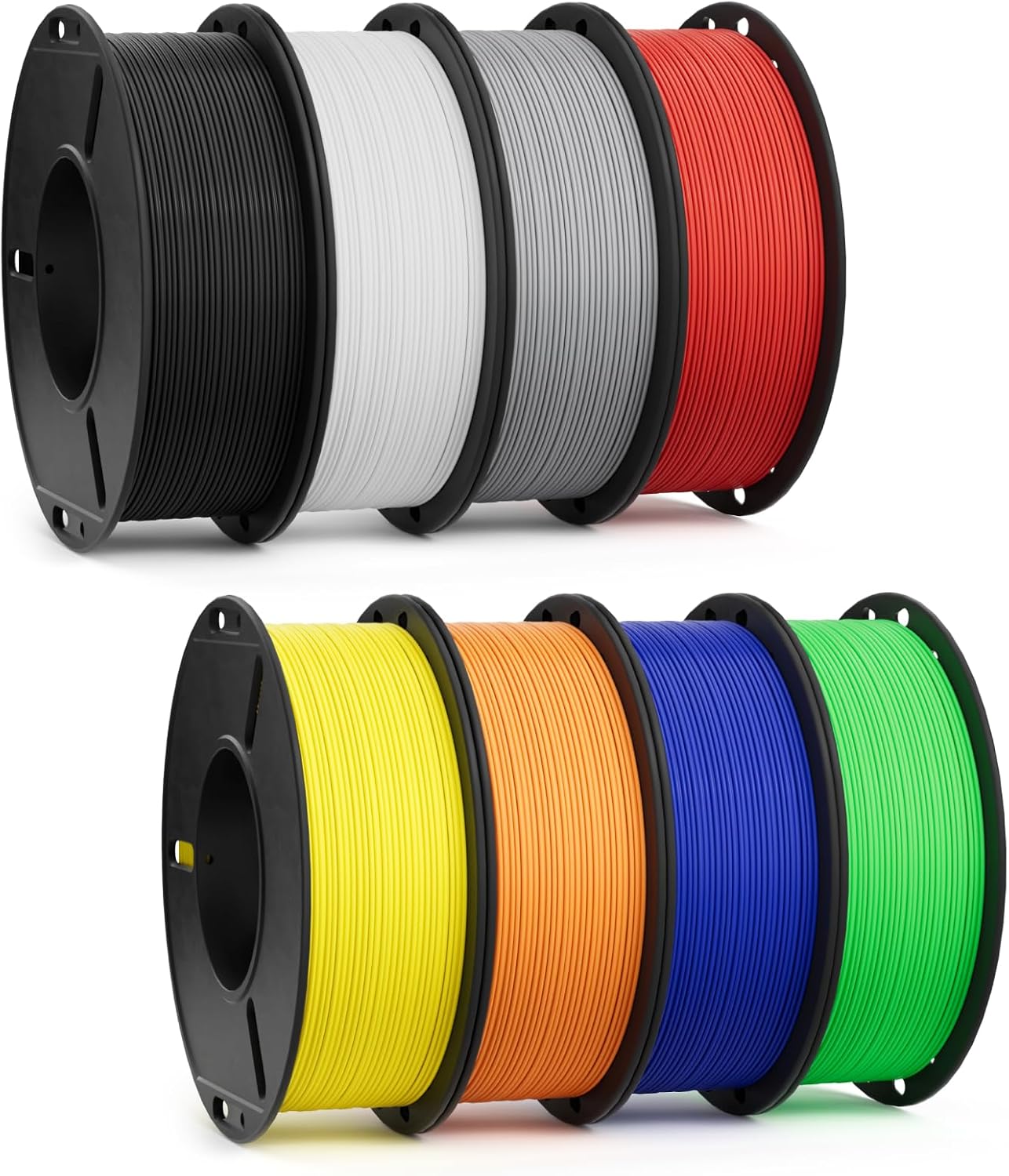 PLA+ 1.75mm 3D Printer Filament 8 Pack 250g Bundle | Dimensional Accuracy +/- 0.02mm, Higher Strength and Toughness, Black/White/Gray/Red/Yellow/Orange/Dark Blue/Green