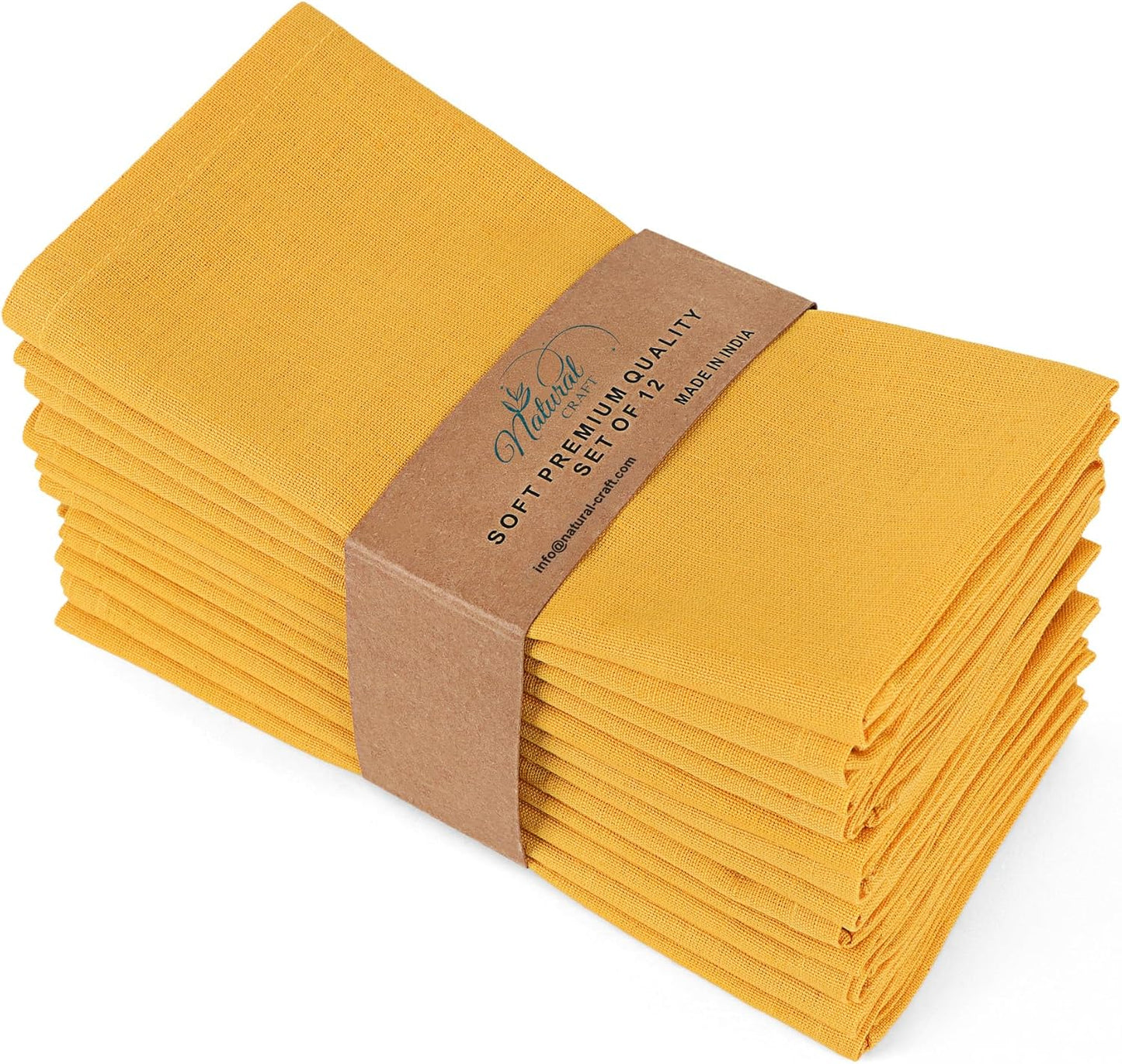 Cloth Napkins Gold Set of 12 Cotton Linen 18x18 Inch - Soft Durable Easter Washable - Ideal for Hotel Farmhouse Party Wedding Dinner Spring Everyday Use Gold Yellow