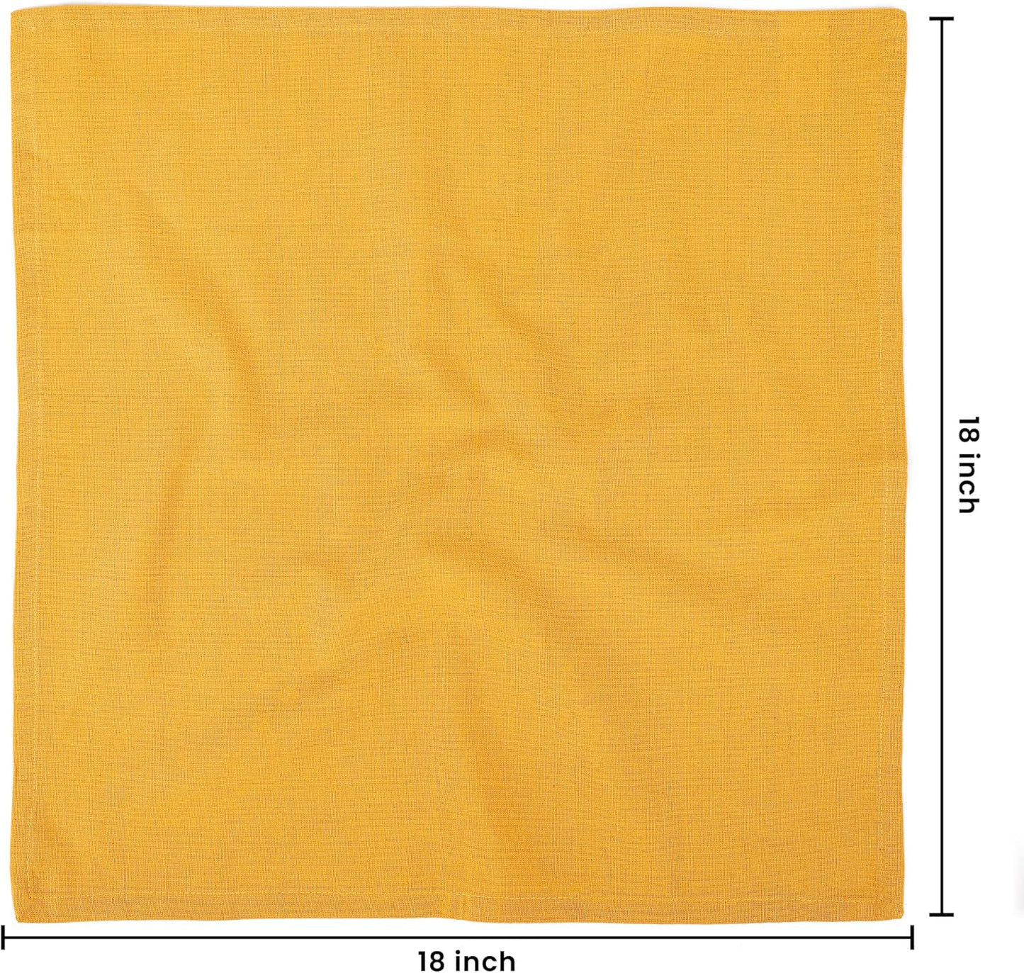Cloth Napkins Gold Set of 12 Cotton Linen 18x18 Inch - Soft Durable Easter Washable - Ideal for Hotel Farmhouse Party Wedding Dinner Spring Everyday Use Gold Yellow