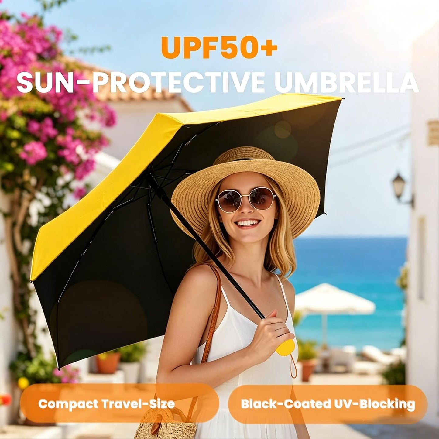 Travel Essentials Mini/Compact Umbrella for Purse | Small Lightweight, UV Sun Protection, Tiny Umbrella for Men and Women