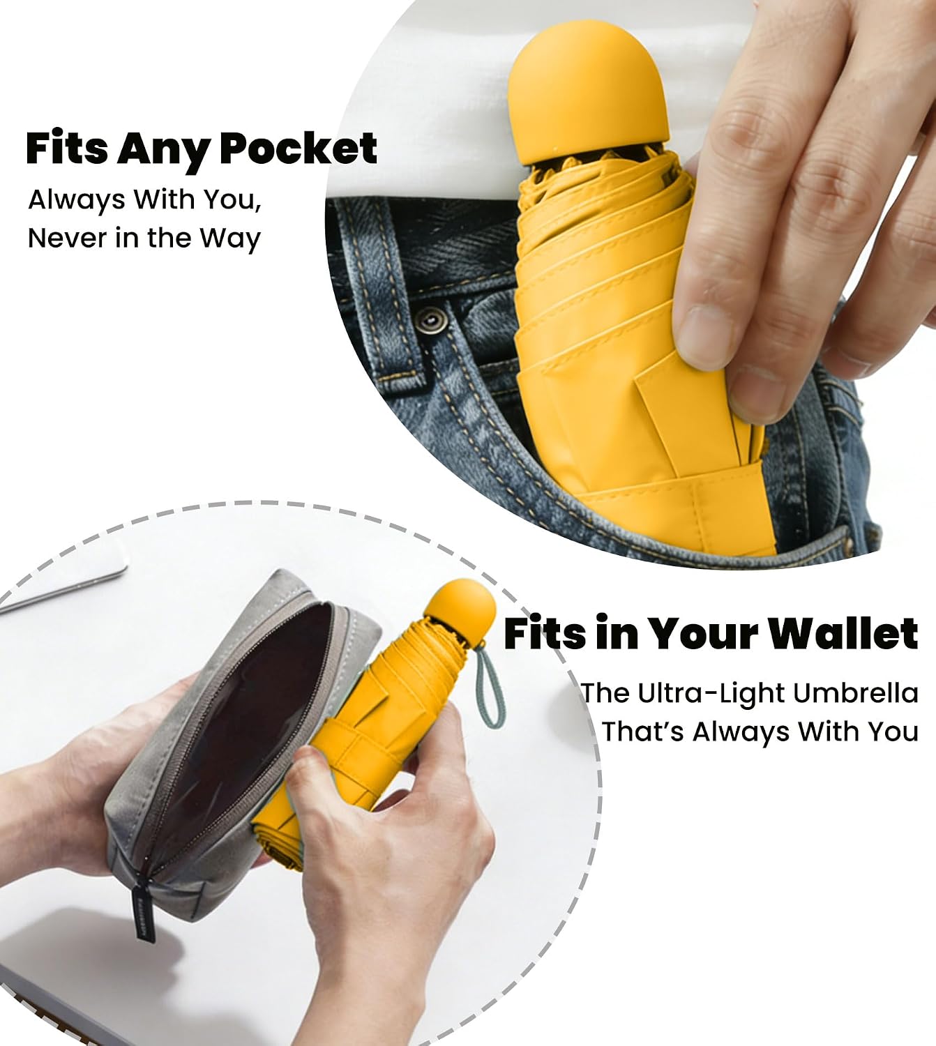 Travel Essentials Mini/Compact Umbrella for Purse | Small Lightweight, UV Sun Protection, Tiny Umbrella for Men and Women