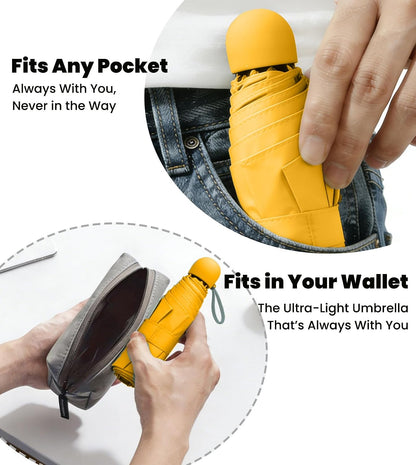 Travel Essentials Mini/Compact Umbrella for Purse | Small Lightweight, UV Sun Protection, Tiny Umbrella for Men and Women