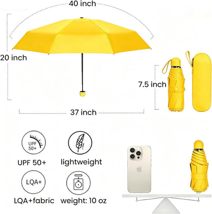 Travel Essentials Mini/Compact Umbrella for Purse | Small Lightweight, UV Sun Protection, Tiny Umbrella for Men and Women