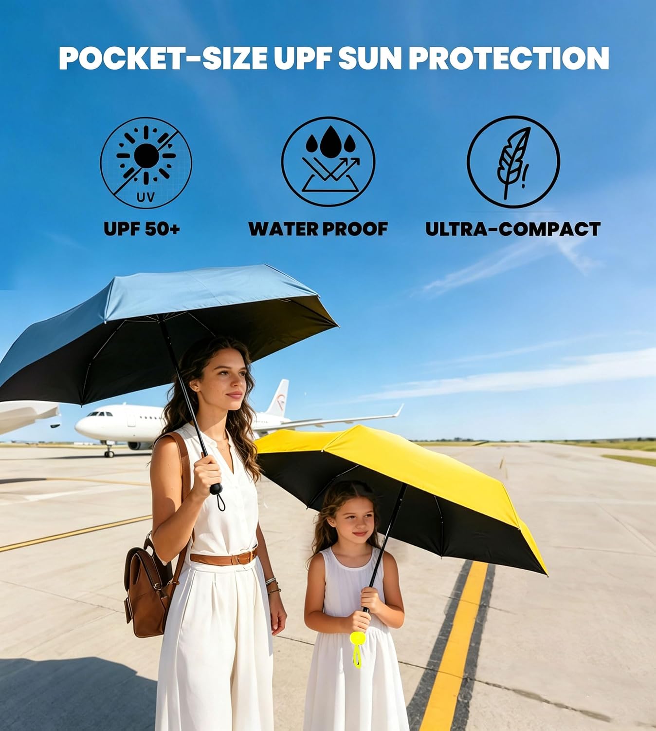 Travel Essentials Mini/Compact Umbrella for Purse | Small Lightweight, UV Sun Protection, Tiny Umbrella for Men and Women
