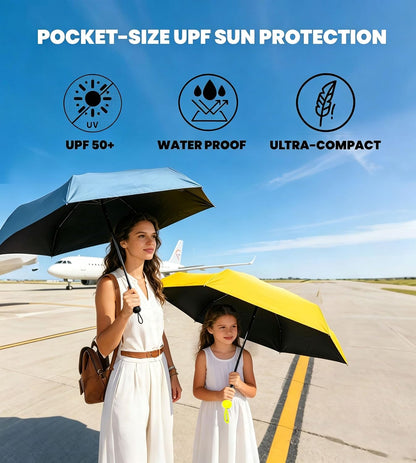 Travel Essentials Mini/Compact Umbrella for Purse | Small Lightweight, UV Sun Protection, Tiny Umbrella for Men and Women