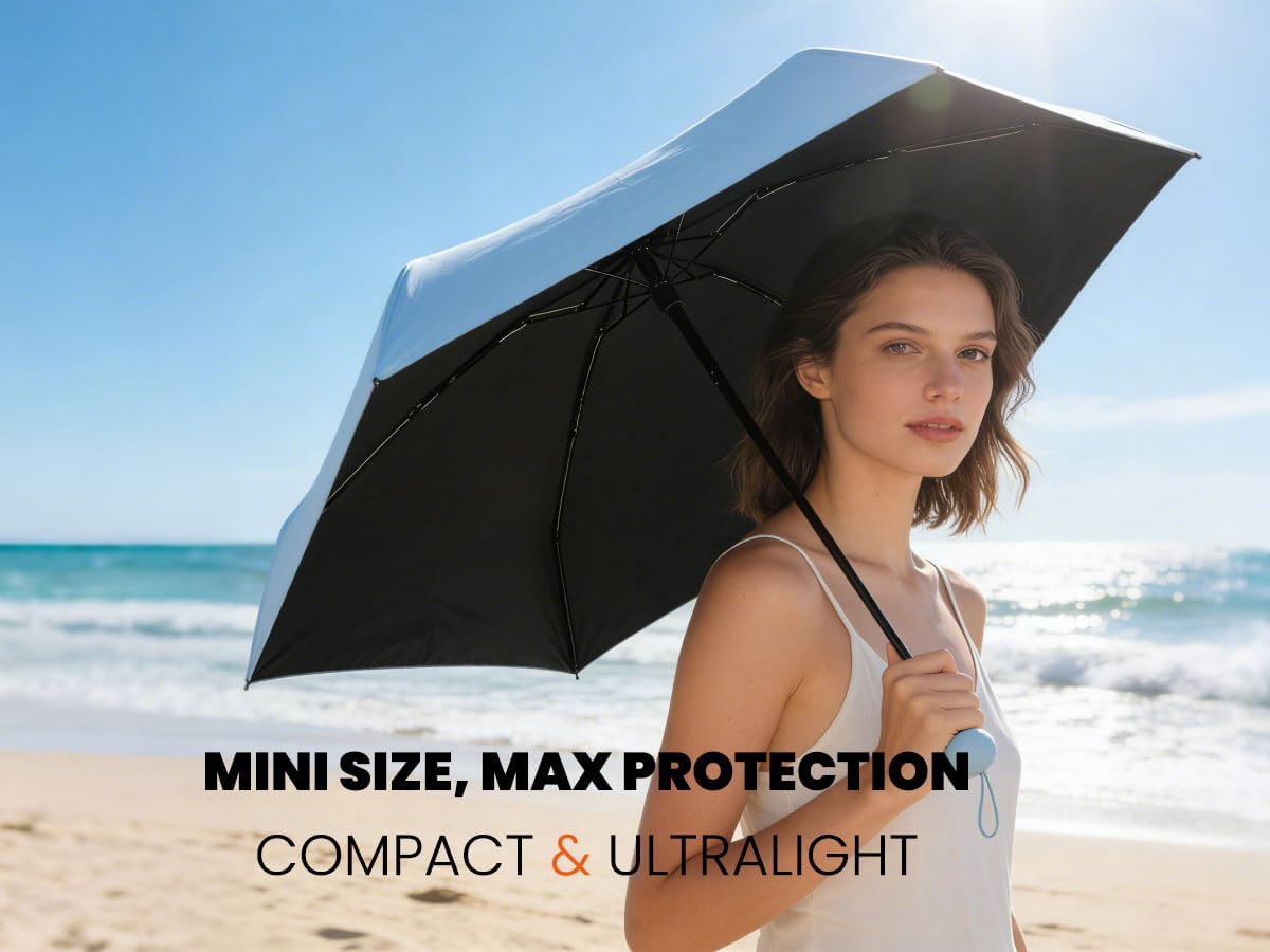Travel Essentials Mini/Compact Umbrella for Purse | Small Lightweight, UV Sun Protection, Tiny Umbrella for Men and Women
