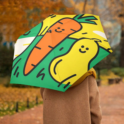 Windproof Automatic Compact Umbrella Cartoon Crocodile Gray | Automatic Open Umbrella Compact for Rain and Sun Rust-proof Fits in Purse or Backpack Strong UV Protection