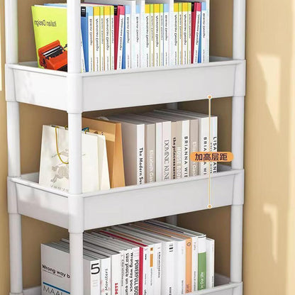 4 Tiers Snacks Storage Trolley Easy Assembly Rolling Cart Portable Organiser Rack for Camping and Outdoor Use Movable Shelf for Bedroom Organization