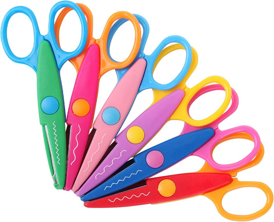 Craft Scissors Decorative Edge, 6 Pack, Bright Zig Zag Scissors | for Crafting, Scrapbooking, Fancy Pattern Design