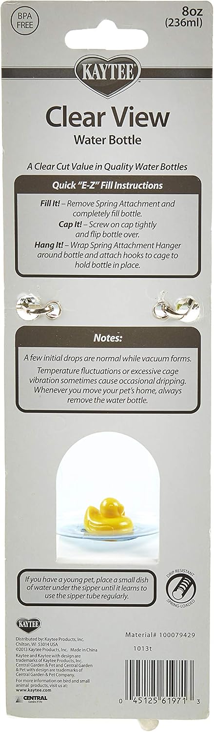 3 Pack of Small Animal Water Bottles, 8 Ounce Capacity Each, for Hamsters Gerbils and Pet Rats