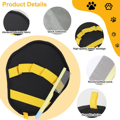 Pet Hair Removal Glove & Deshedding Comb Kit (Set of 2) - Electrostatic Washable Pet Fur Catcher for Cats & Dogs, for Couch, Furniture, Carpet, Car Seat (Yellow)