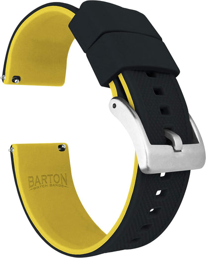 BARTON Elite Silicone Watch Bands - Quick Release - Choose Strap Color & Buckle Color (Stainless Steel, Black PVD or Gunmetal Grey) - 18mm, 20mm, 22mm & 24mm Watch Straps
