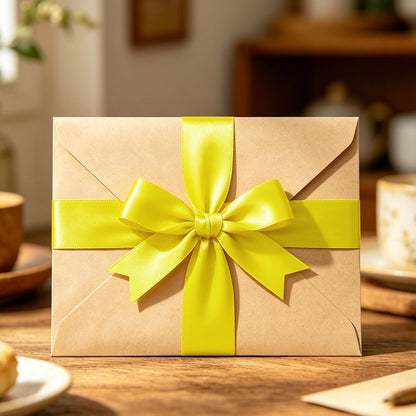1In 30Yards Lemon Yellow Satin Ribbon for Gift Wrapping Birthday Decoration | Silky Glossy, Wear Resistant, Easy Cut, Premium Polyester, Double Stitched Edges, for Bouquets, Hair Bows and Crafts