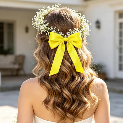 1In 30Yards Lemon Yellow Satin Ribbon for Gift Wrapping Birthday Decoration | Silky Glossy, Wear Resistant, Easy Cut, Premium Polyester, Double Stitched Edges, for Bouquets, Hair Bows and Crafts