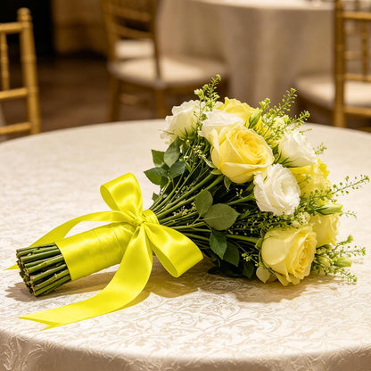 1In 30Yards Lemon Yellow Satin Ribbon for Gift Wrapping Birthday Decoration | Silky Glossy, Wear Resistant, Easy Cut, Premium Polyester, Double Stitched Edges, for Bouquets, Hair Bows and Crafts