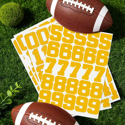 Sport Helmet Number Stickers, 153 PCS Yellow Self-Adhesive Numbers Decals Hockey Stickers, 1.26 Inches Number Sticker for Sports, Baseball, Hockey, Football, Lacrosse, Batting Helmets Decorations