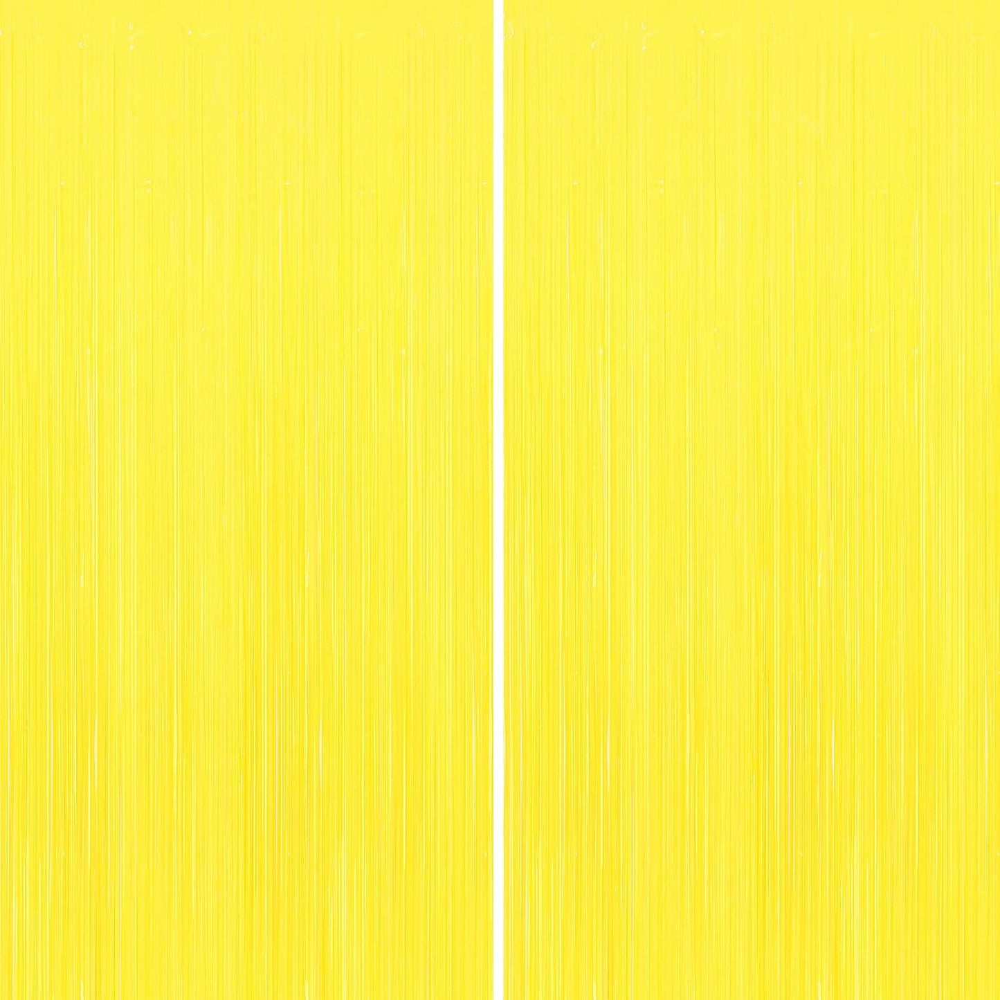2 Pack Yellow Foil Fringe Curtains, 3.3ft x 6.6ft Streamer Foil Curtain, Tinsel Backdrop for Birthday Party, Christmas Decor, Wedding Engagement Baby Shower Bachelorette Party Decorations
