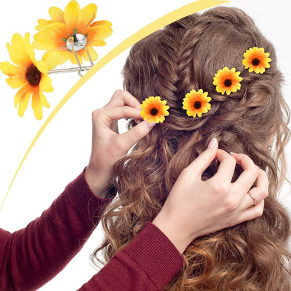 24 Pcs Sunflower Hair Clips Sunflower Hair Accessories Pins Yellow Daisy Flower Hairpins Bridal Wedding Accessories for Women Girls Bridesmaids Proms Wedding Party Decorations