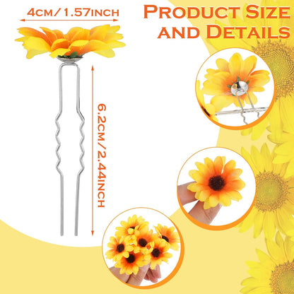 24 Pcs Sunflower Hair Clips Sunflower Hair Accessories Pins Yellow Daisy Flower Hairpins Bridal Wedding Accessories for Women Girls Bridesmaids Proms Wedding Party Decorations